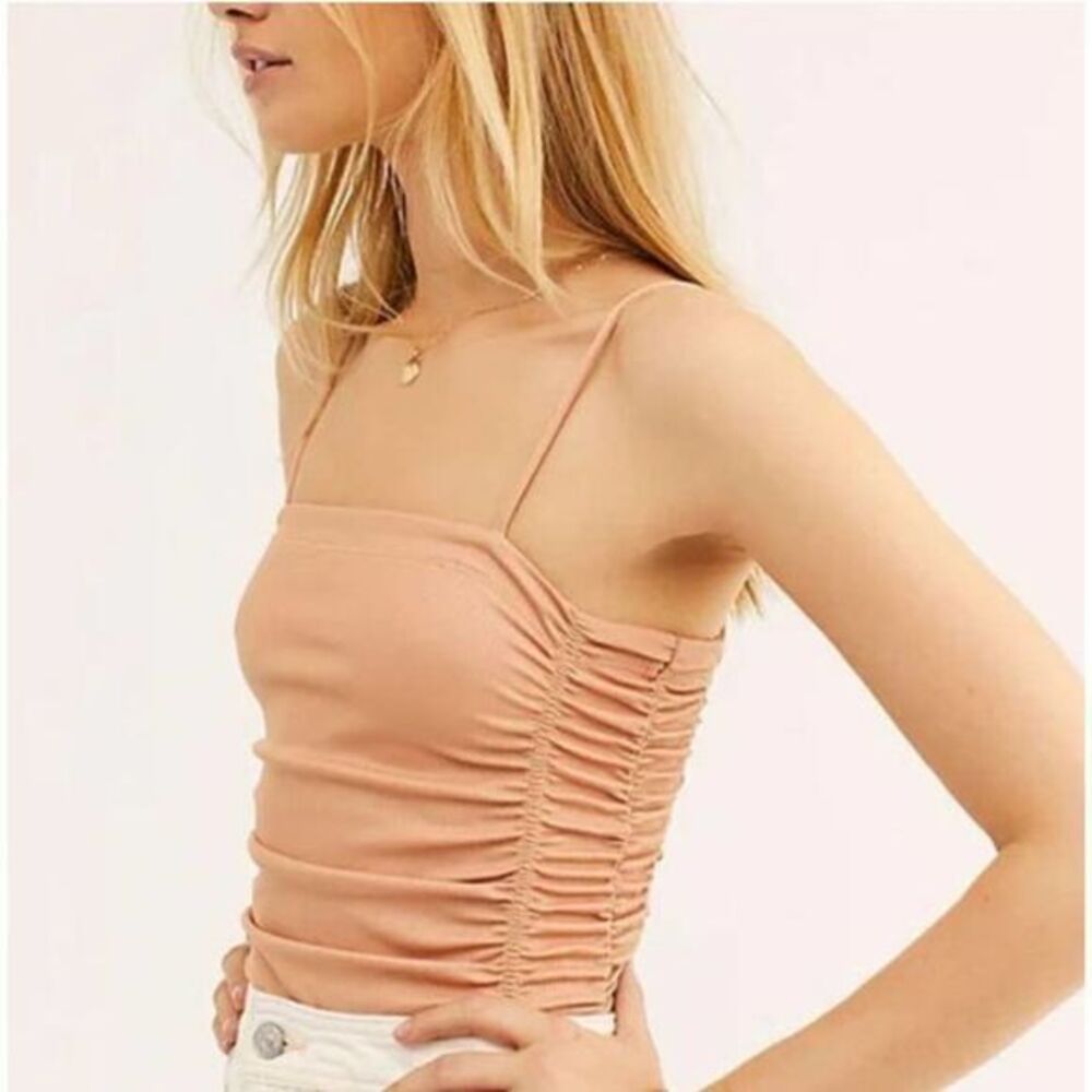 NWOT Intimately Free People On Your Side Ruched Bodysuit in nude, L